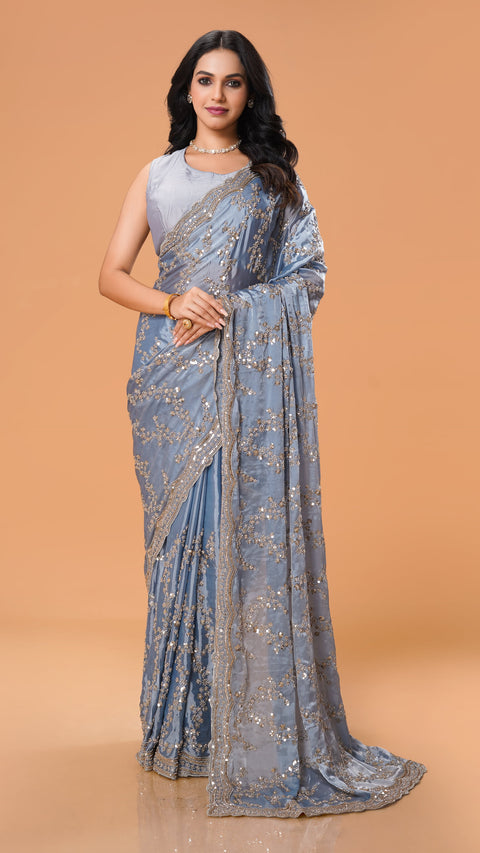 Blue Beads Work BEAUTIFUL Saree