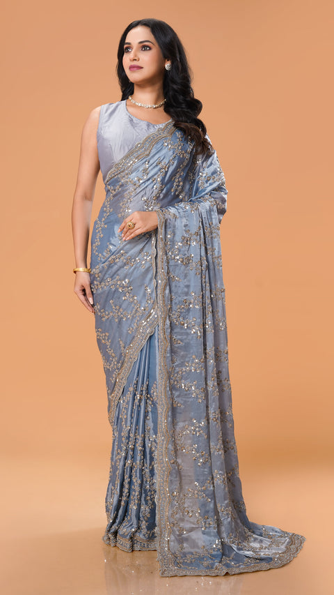 Blue Beads Work BEAUTIFUL Saree