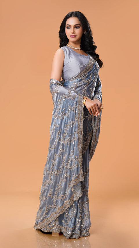 Blue Beads Work BEAUTIFUL Saree