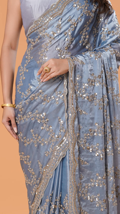 Blue Beads Work BEAUTIFUL Saree