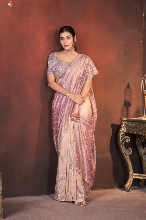 Ethereal Pink Grace – Handcrafted Designer Saree
