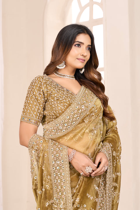 Golden Radiance Georgette Saree