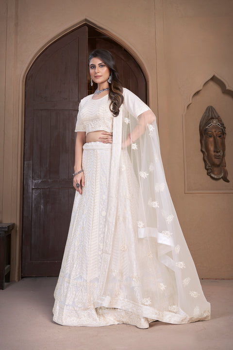 Cream Georgette lehenga set