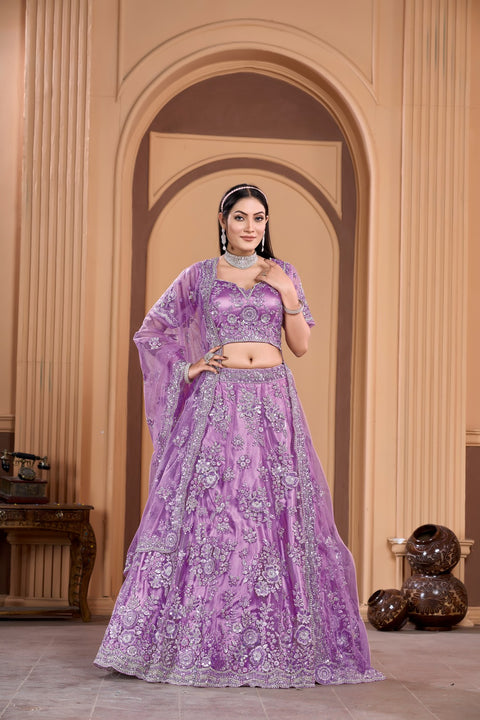 Purple Lehenga with Stone