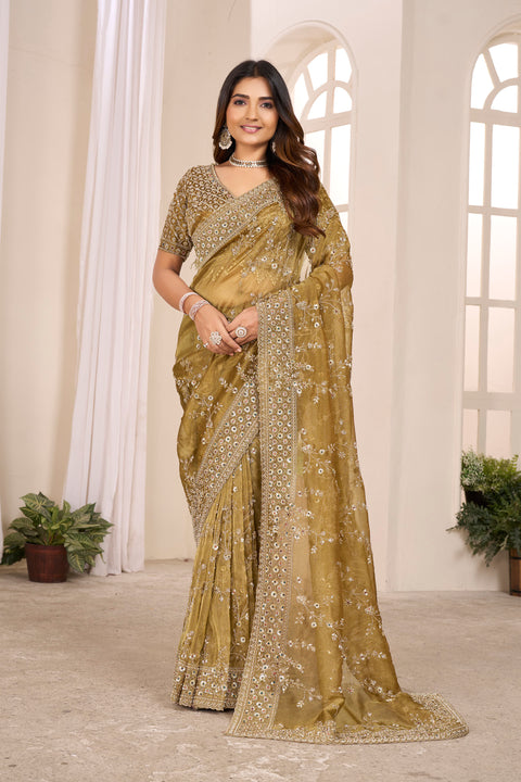 Golden Radiance Georgette Saree