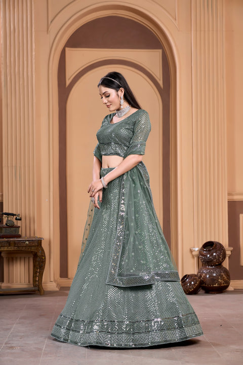 Elegant Lehenga With Sequins Silk