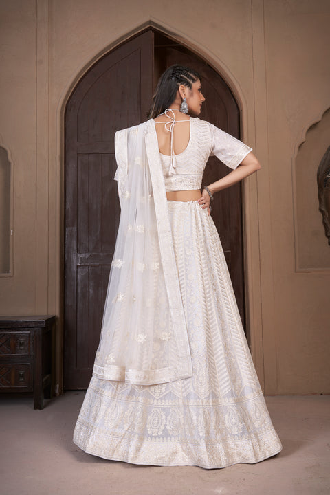 Cream Georgette lehenga set