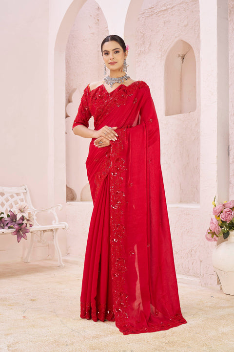 Monotone Textured Crepe Saree