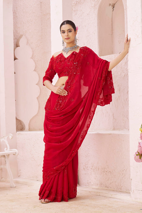 Monotone Textured Crepe Saree