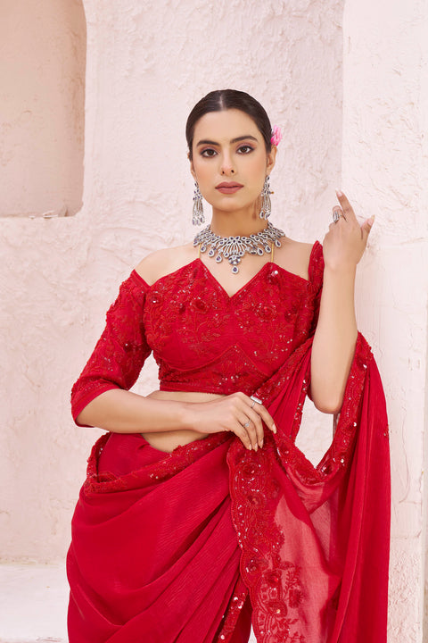 Monotone Textured Crepe Saree