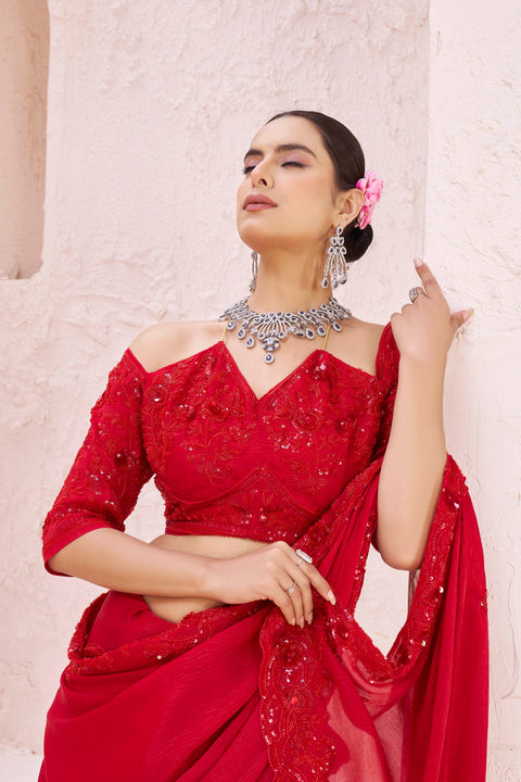 Monotone Textured Crepe Saree