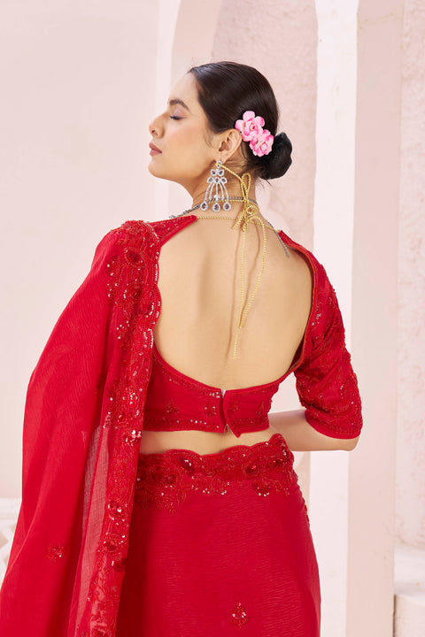 Monotone Textured Crepe Saree