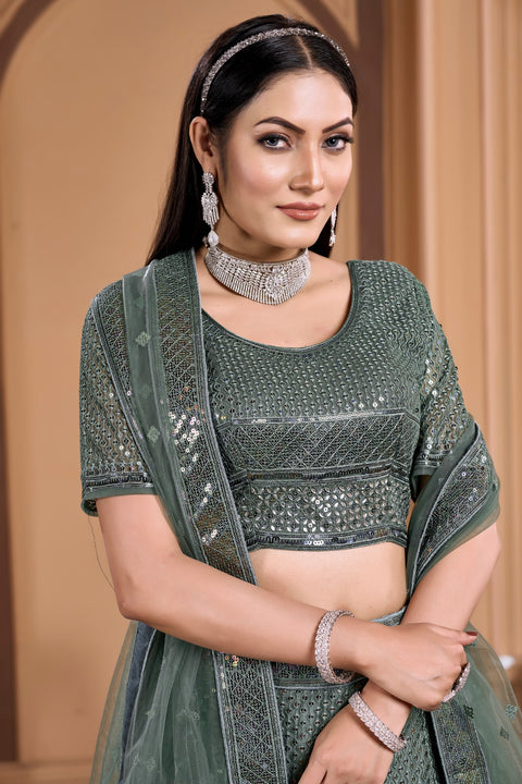 Elegant Lehenga With Sequins Silk