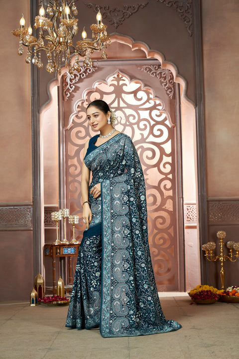 Peacock Elegance Georgette Saree