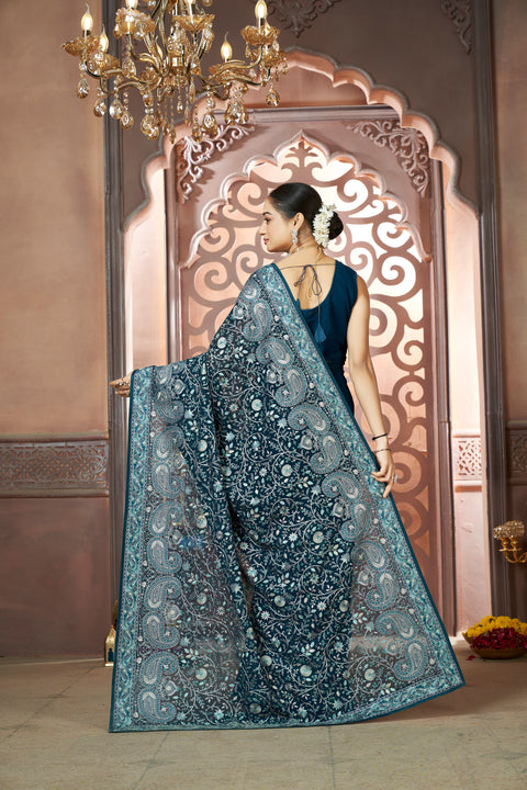Peacock Elegance Georgette Saree