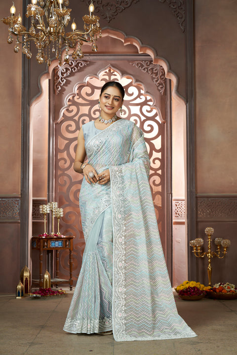 Grey Organza Saree
